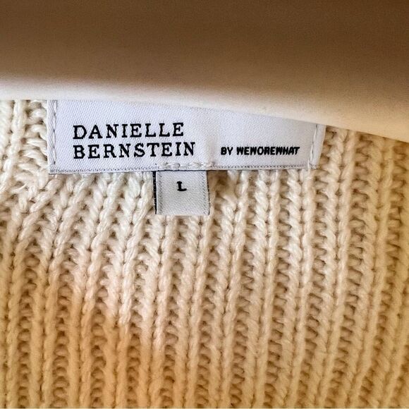 Danielle Bernstein WeWoreWhat Cream Boho Collared Knit Womens Sweater Size Large - Picture 4 of 6